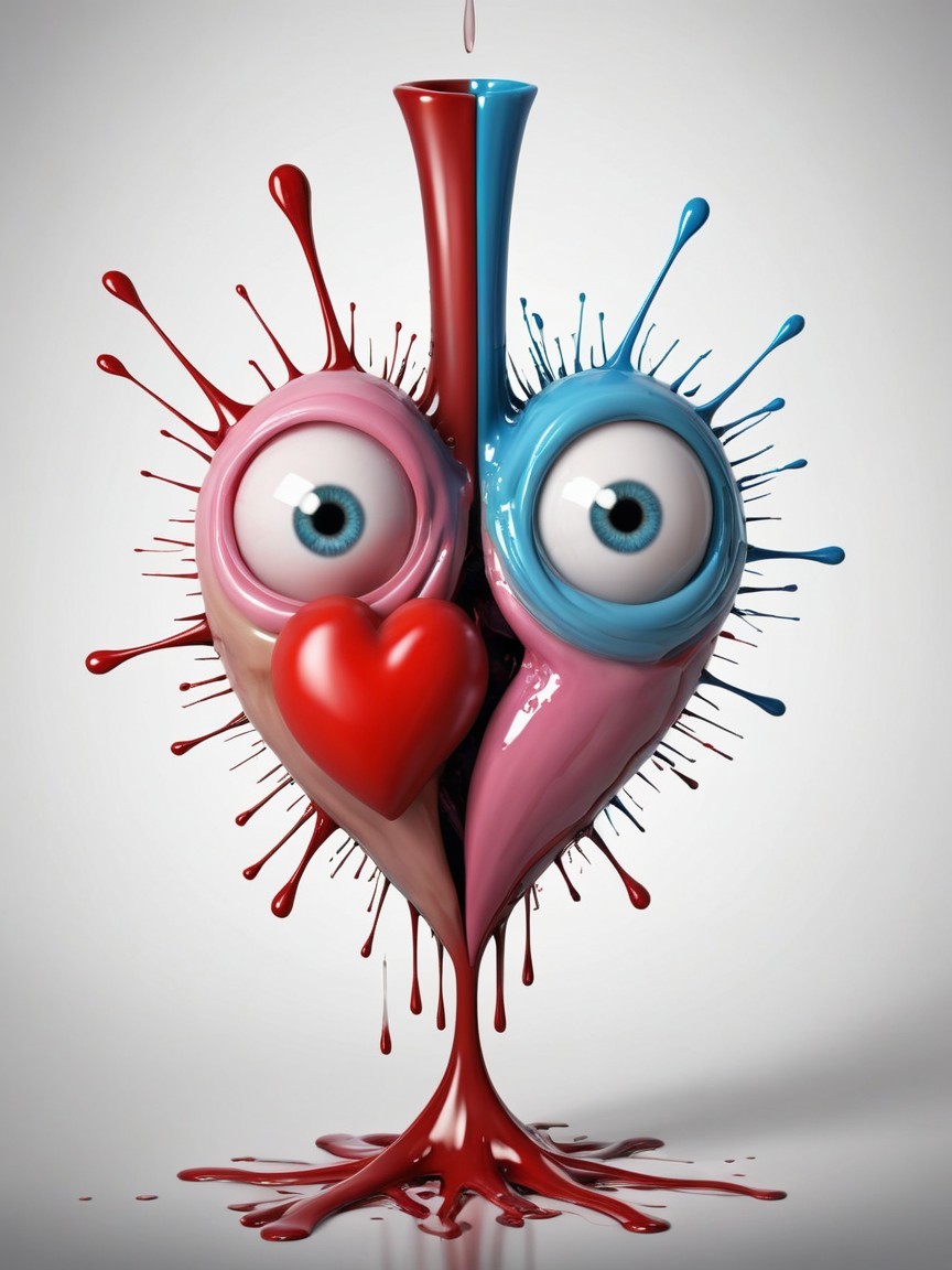 Whimsical Heart Artwork with Colorful Eyeballs