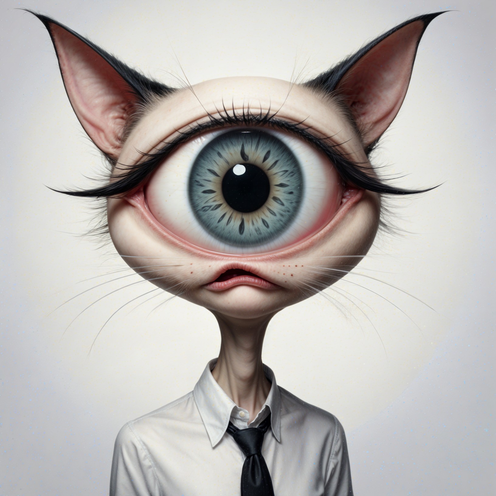 Surreal Character with Cat-Like Features and Attire