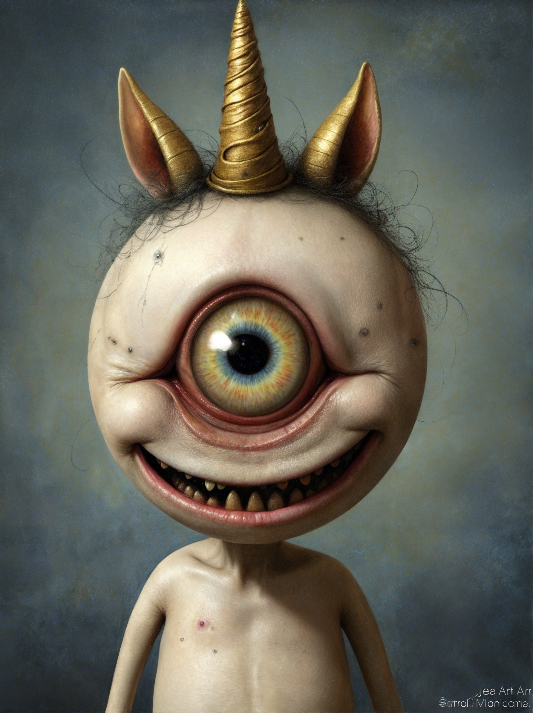 Whimsical Character with Large Eye and Cheerful Grin