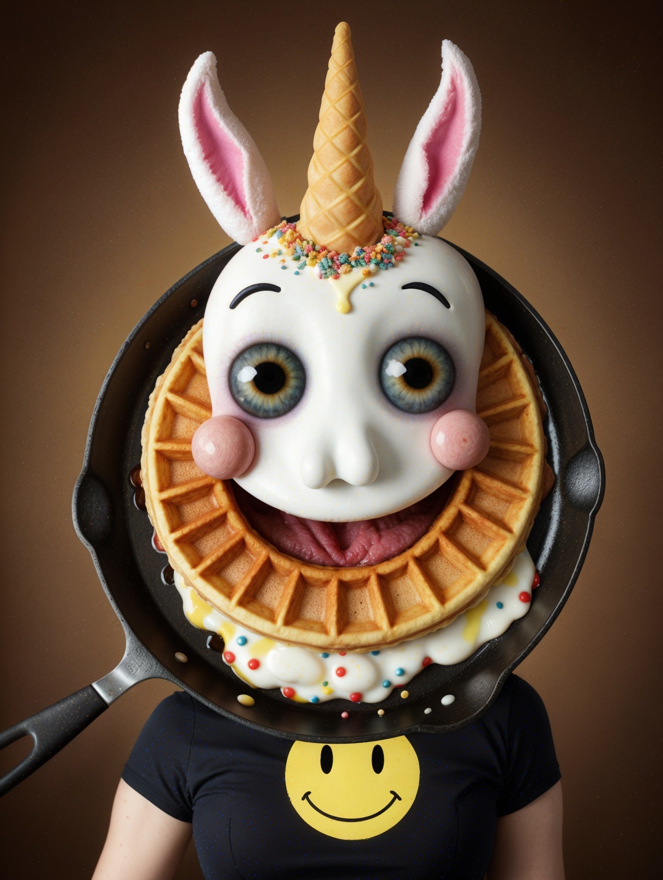 Whimsical Character with Food and Cartoon Elements