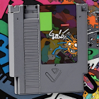 Classic Gray Video Game Cartridge with Cartoon Artwork