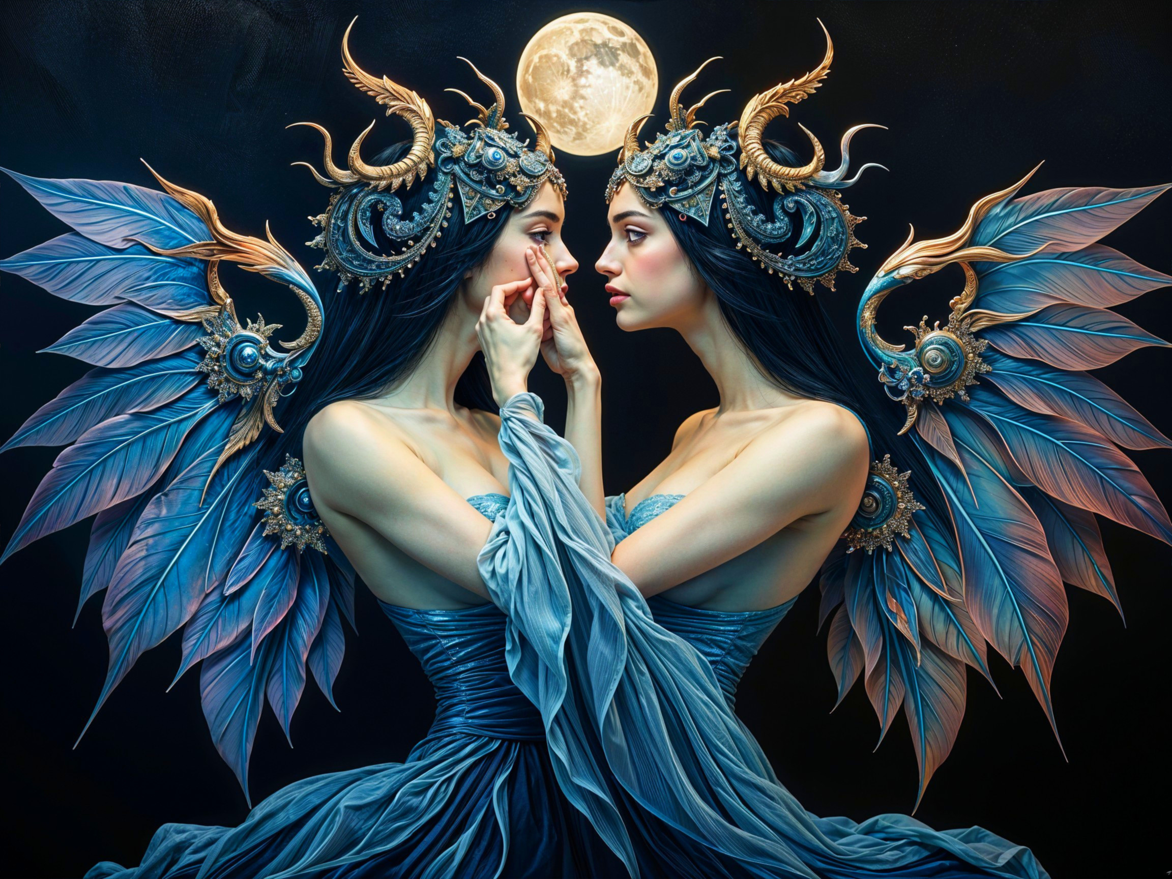 Double Portrait of a Mystical Figure with Wings