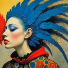 Digital Painting of Woman with Theatrical Makeup and Headdress