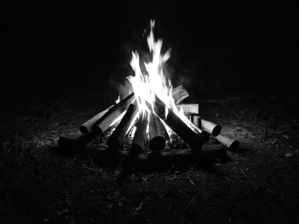Cozy Campfire Scene with Vibrant Flames and Logs