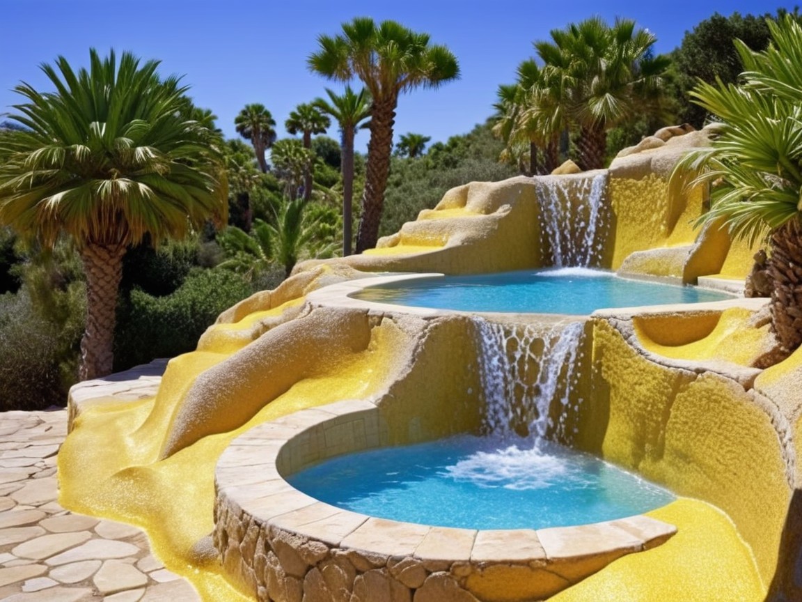 Tropical Oasis with Waterfalls and Clear Pools