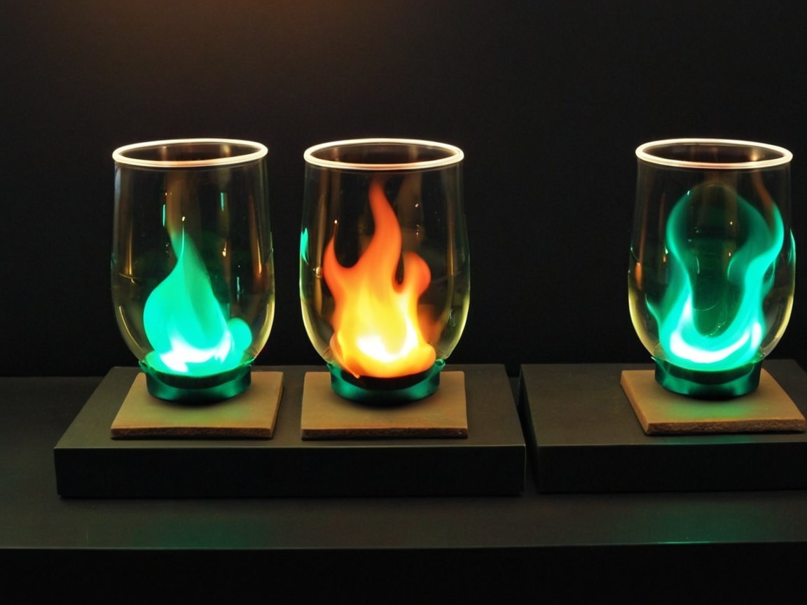 Elegant Glass Vessels with Flame-Like Effects