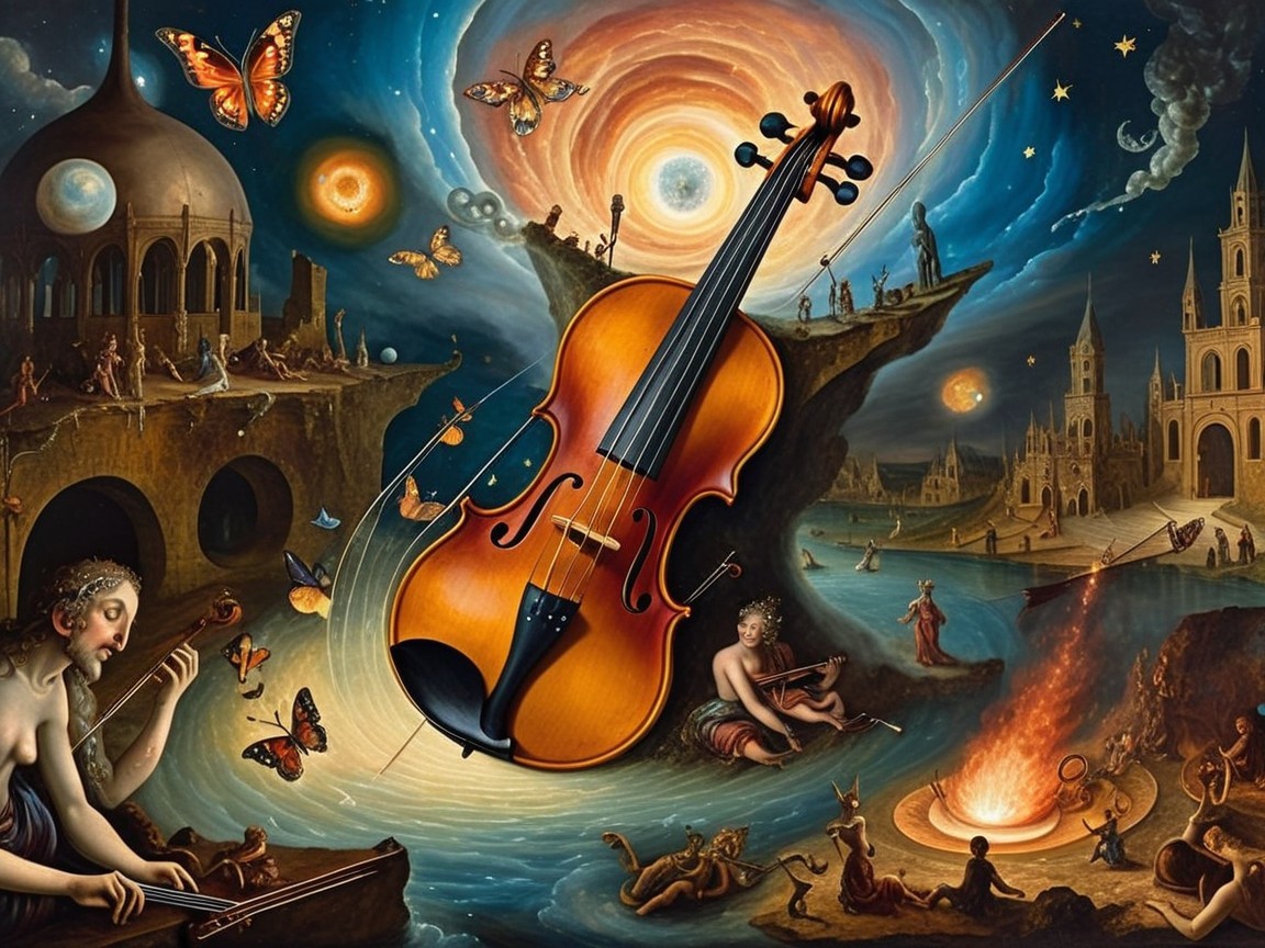 Surreal Landscape Blending Music and Nature Elements