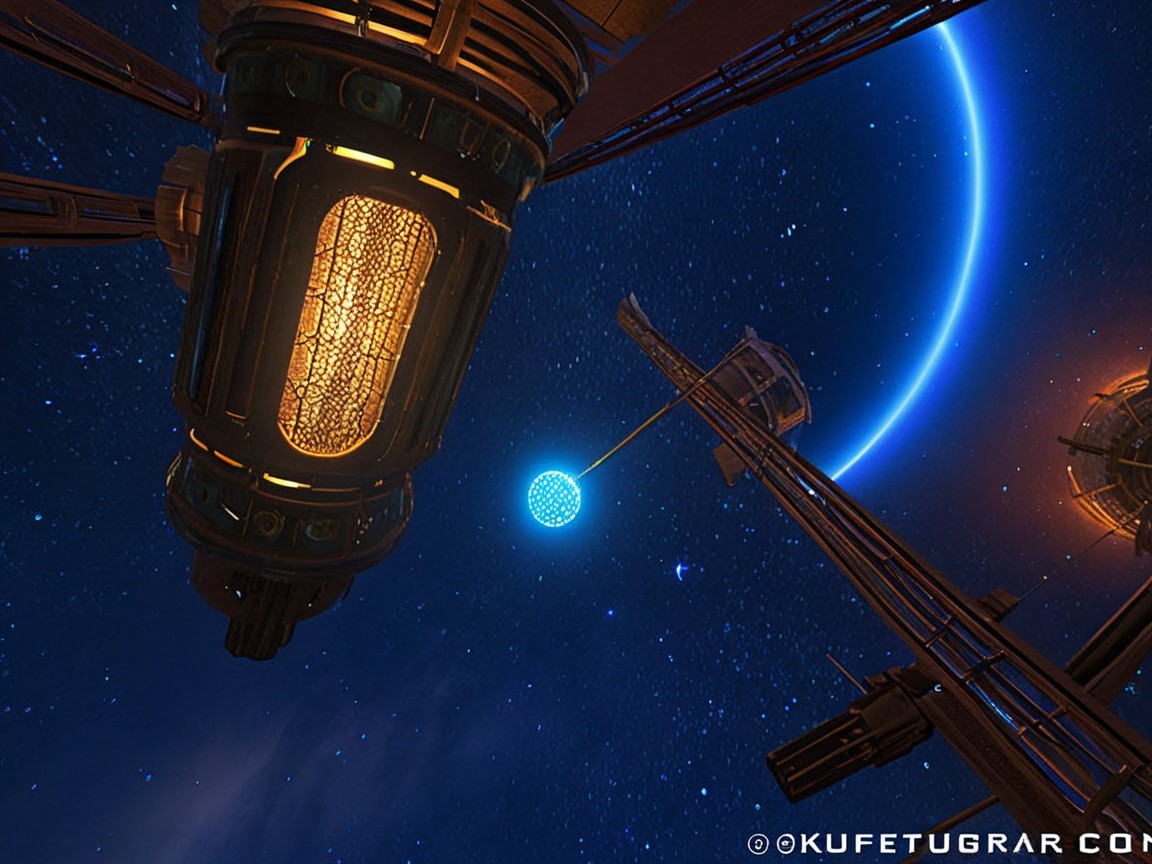 Futuristic Space Scene with Cylindrical Structures