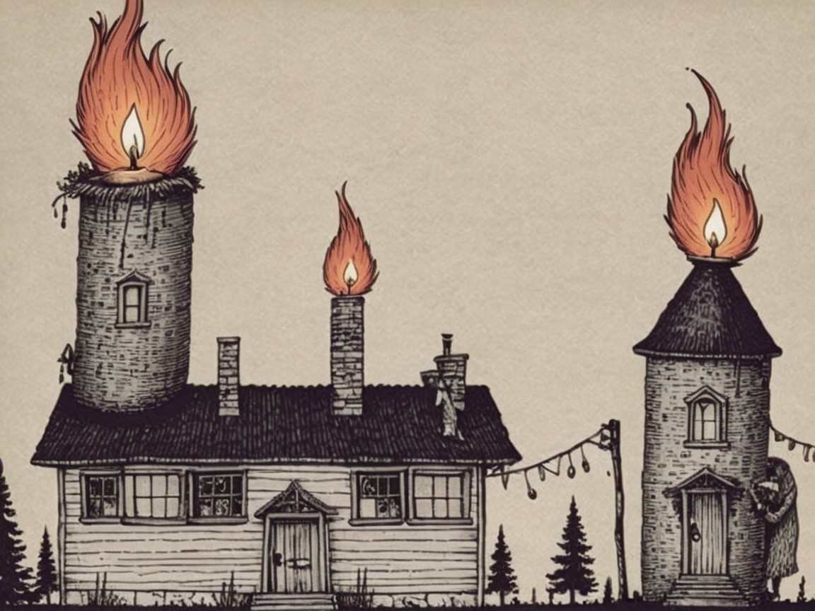 Whimsical Village Scene with Candle-House Designs
