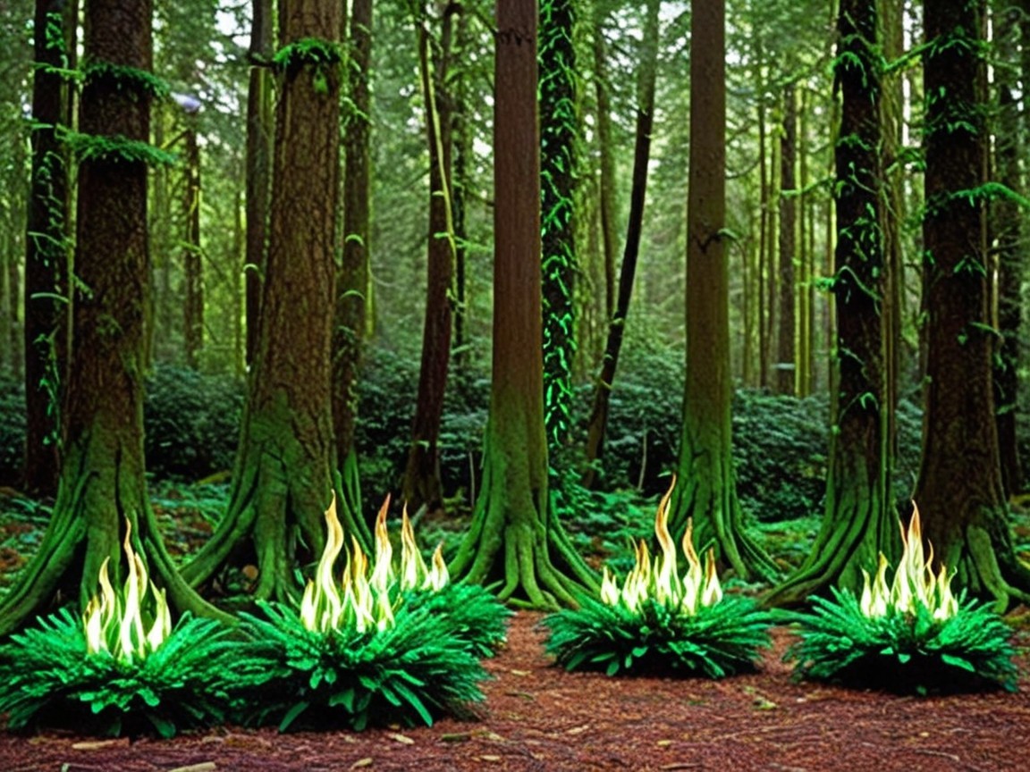 Lush Forest with Towering Trees and Vibrant Foliage