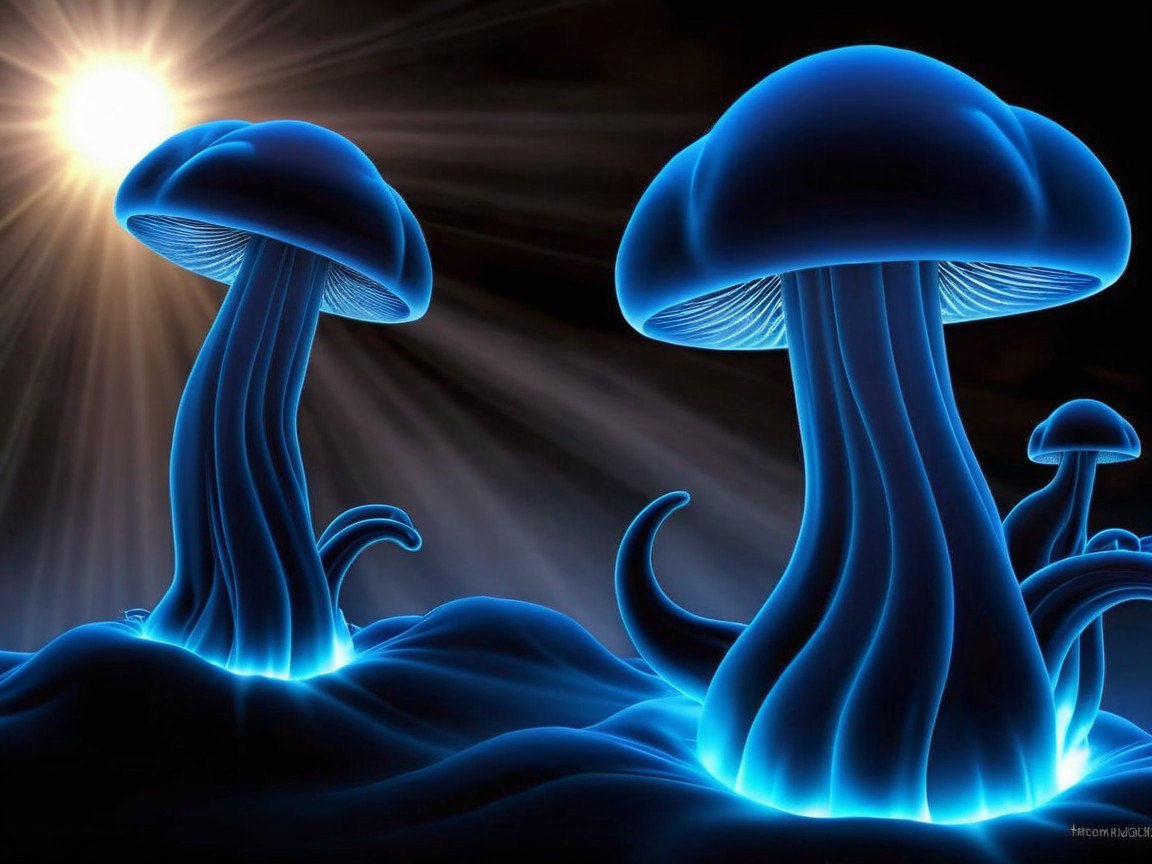 Surreal Landscape with Bioluminescent Mushrooms
