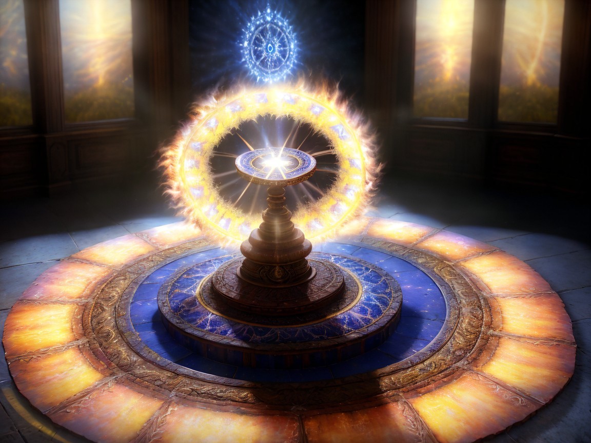 Mystical Portal with Glowing Patterns and Orb
