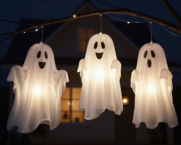 right features larger, more exaggerated eyes and a surprised expression. The overall setting creates a whimsical, Halloween