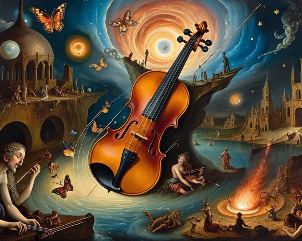 Surreal Landscape Blending Music and Nature Elements