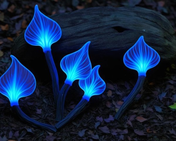 Luminous Blue Flora Lights on Dark Textured Background