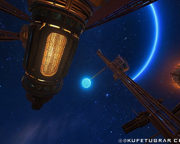 Futuristic Space Scene with Cylindrical Structures