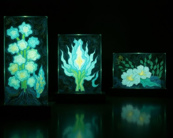 Illuminated Glass Panels with Floral Designs and Colors
