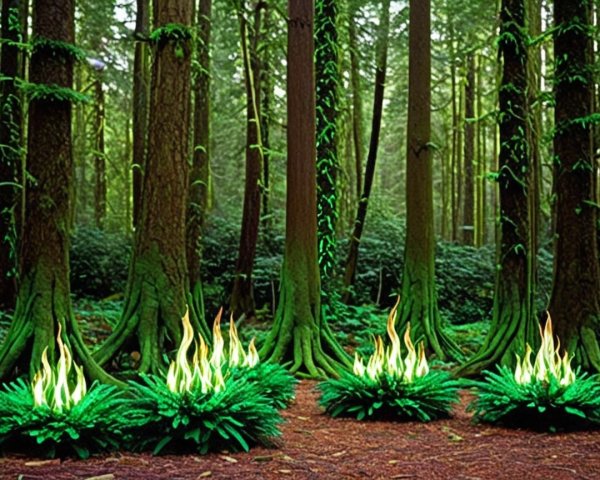 Lush Forest with Towering Trees and Vibrant Foliage