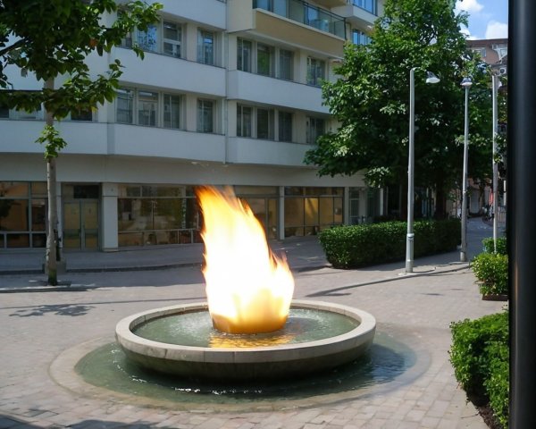 Flame-Like Sculpture in Urban Outdoor Installation