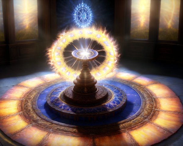 Mystical Portal with Glowing Patterns and Orb