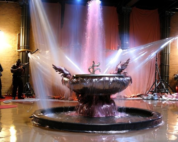 Ornate Fountain with Illuminated Water Display