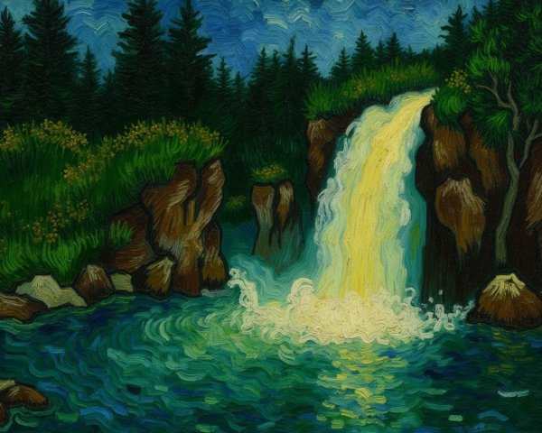 Vibrant Waterfall Cascading into a Serene Pool