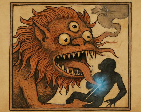 Medieval Manuscript Illustration of a Dragon and Human