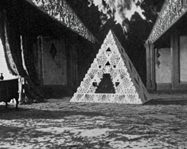 Surreal Monochromatic Scene with Triangular Structure