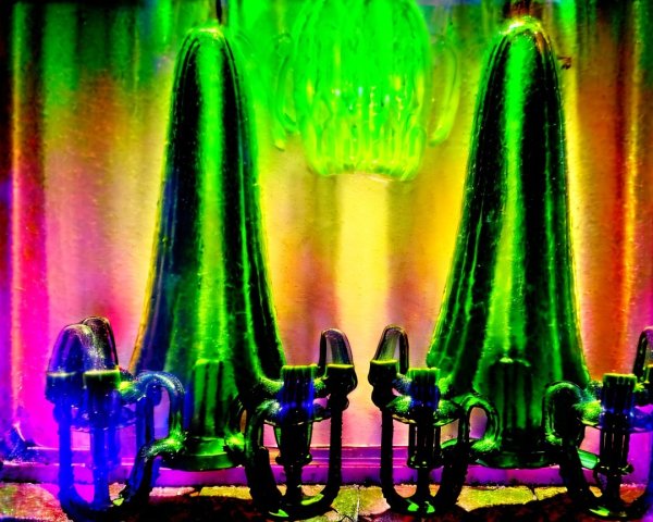 Vibrant Abstract Arrangement with Shimmering Forms