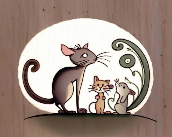 Whimsical Illustration of Three Adorable Animals