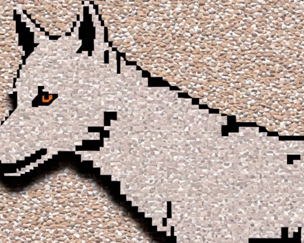 Pixelated Mosaic Representation of a Wolf Face