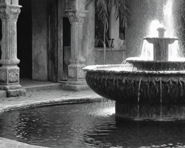 Classic Stone Fountain in Tranquil Courtyard Setting