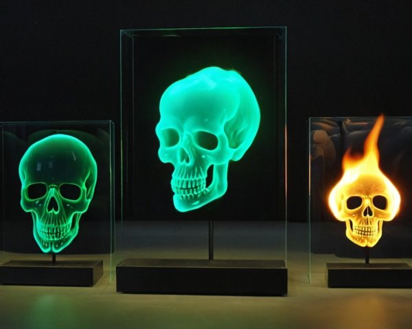Skulls in Transparent Cases with Vibrant Colors