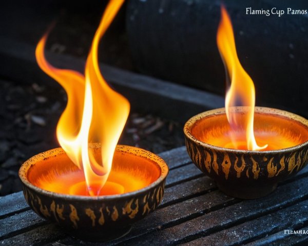 Ceramic Cups with Flames Creating Warm Atmosphere