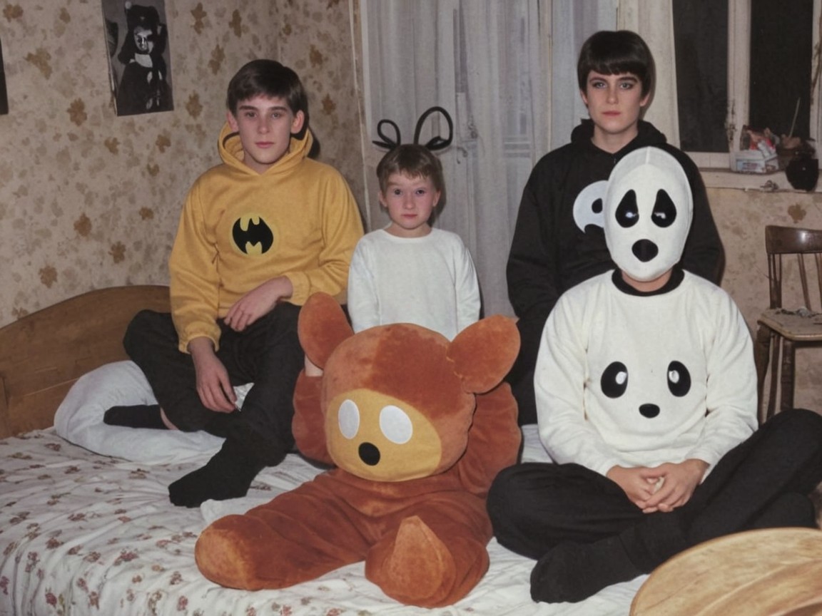 Nostalgic Family Scene with Children in Cozy Room