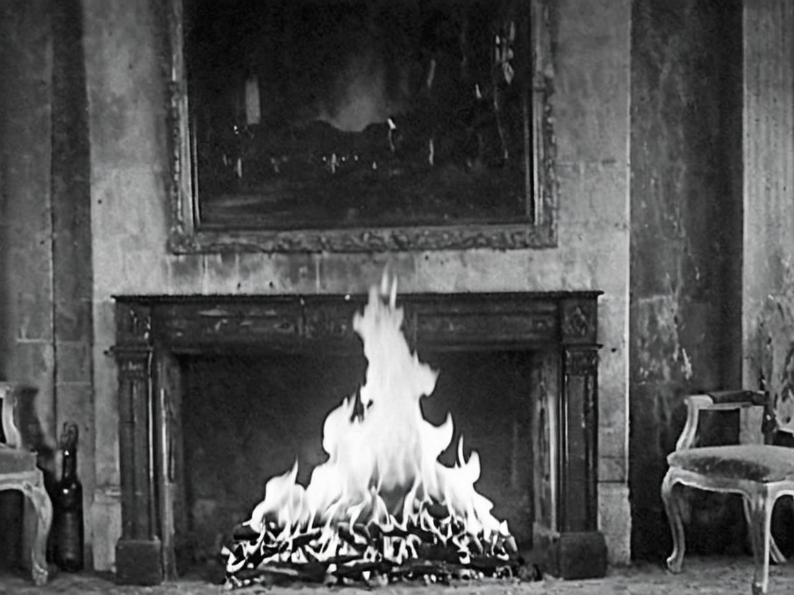 Cozy Fireplace with Elegant Mantel and Vintage Chairs
