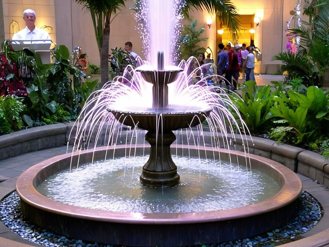 Elegant Fountain in a Lush Garden Setting