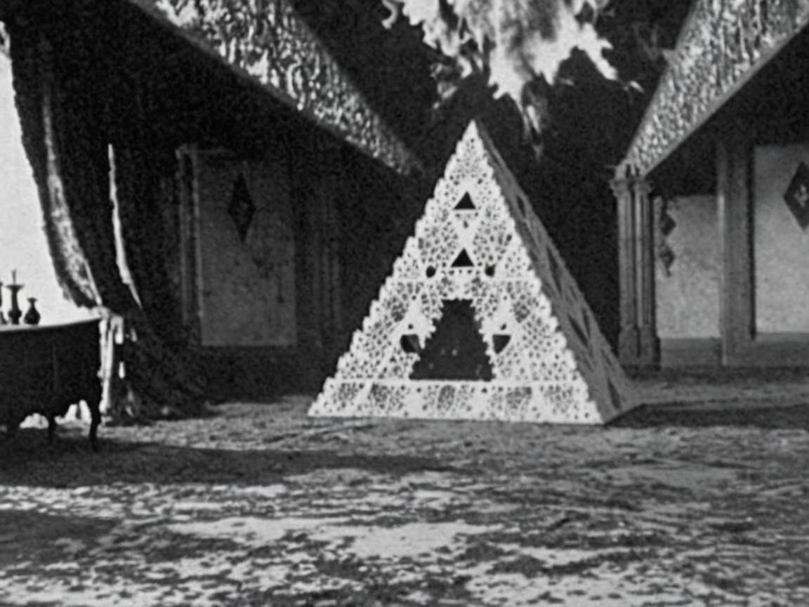 Surreal Monochromatic Scene with Triangular Structure