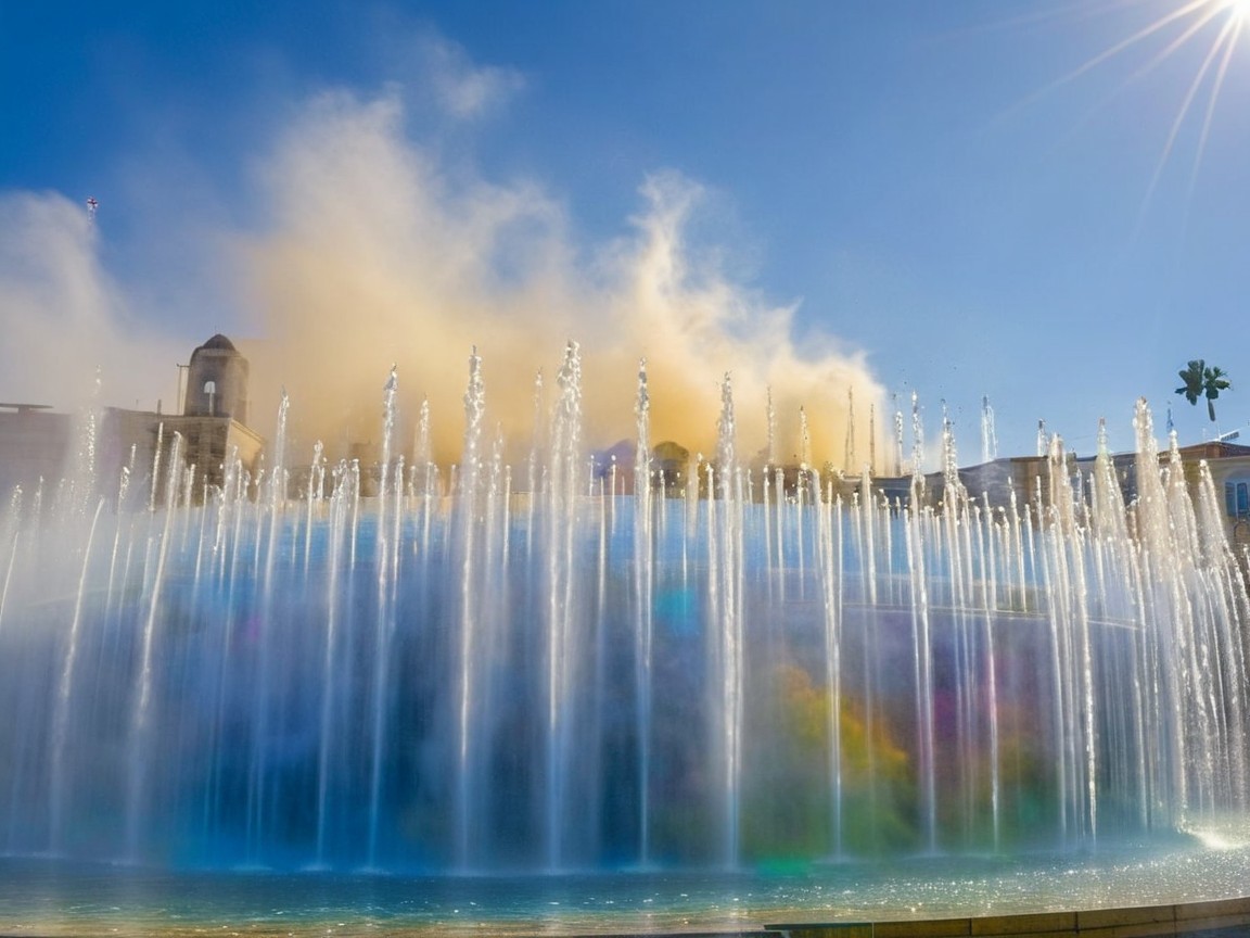 Stunning fountain display with vibrant water streams