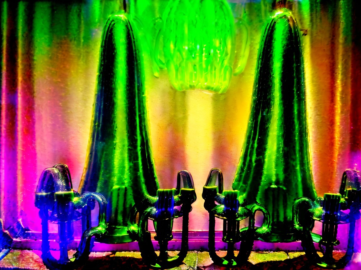 Vibrant Abstract Arrangement with Shimmering Forms