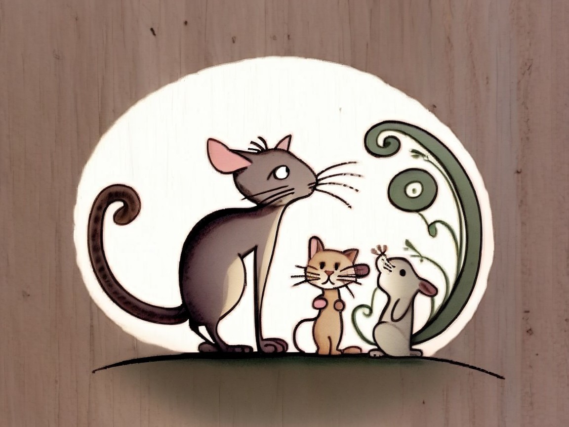 Whimsical Illustration of Three Adorable Animals