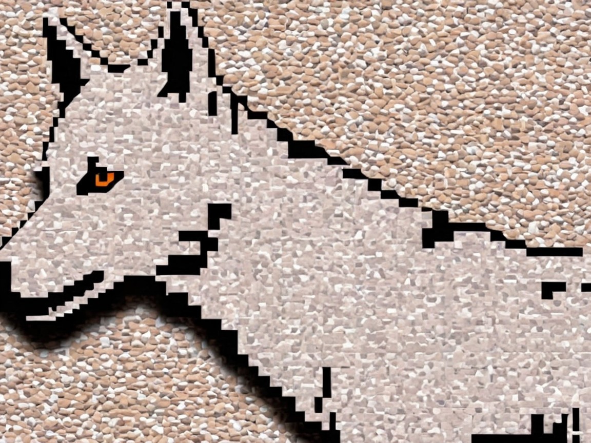 Pixelated Mosaic Representation of a Wolf Face