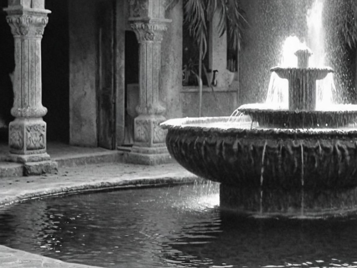 Classic Stone Fountain in Tranquil Courtyard Setting