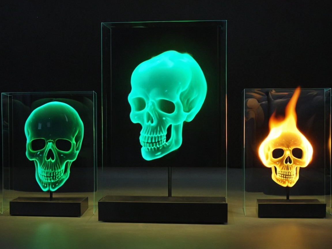 Skulls in Transparent Cases with Vibrant Colors