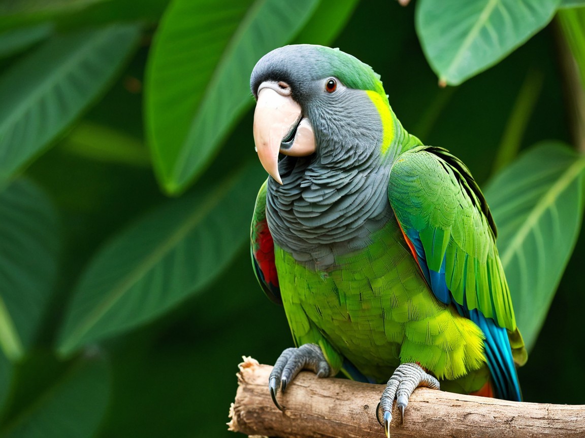 Vibrant Parrot with Colorful Plumage on Branch