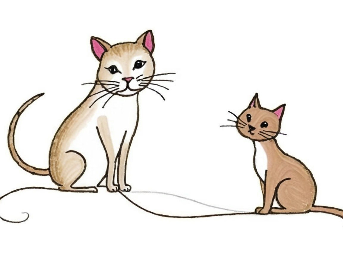 Cartoon-Style Cats with Playful Expressions