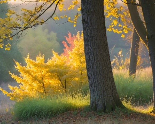 Serene Autumn Landscape with Colorful Foliage