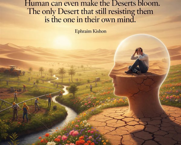 Desert Landscape with Human Silhouette and Dome Scene