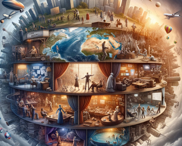 Whimsical Layered Globe Illustrating Global Culture