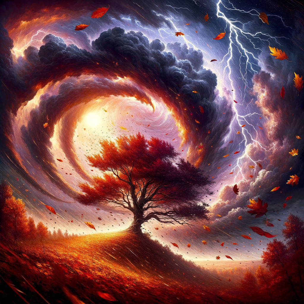 Dramatic Landscape with Tree and Stormy Skies